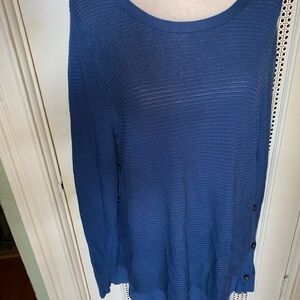 Loft Blue Knit Sweater with Side Buttons